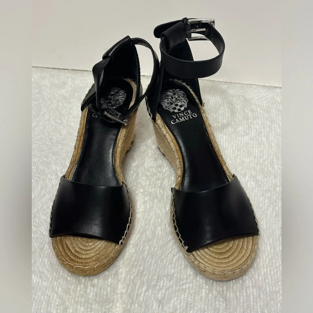 Vince Camuto Black Espadrille Sandals with Ankle Strap 💛🖤